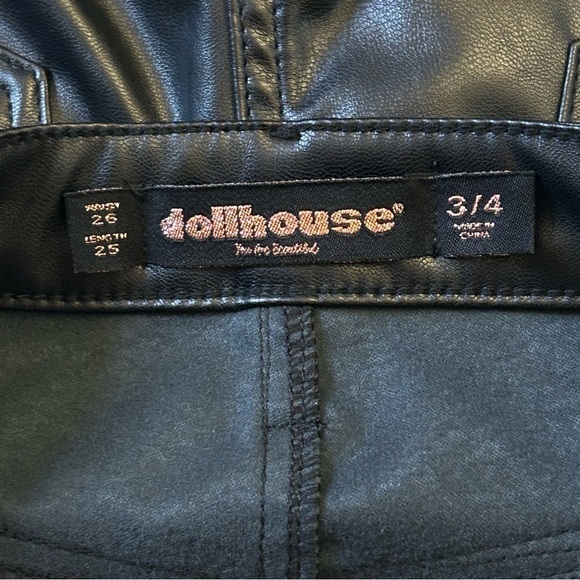 Dollhouse Black Vegan Leather Wide Leg Cropped Pants 26 - Picture 13 of 13